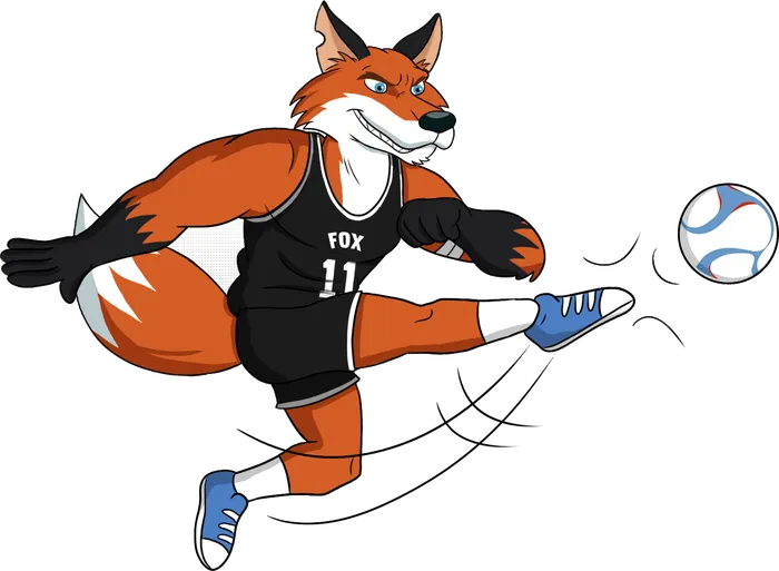 Raposa dos Crias chutando uma bola de futsal